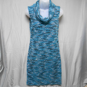 Laudrew blue black white boucle knit dress 4